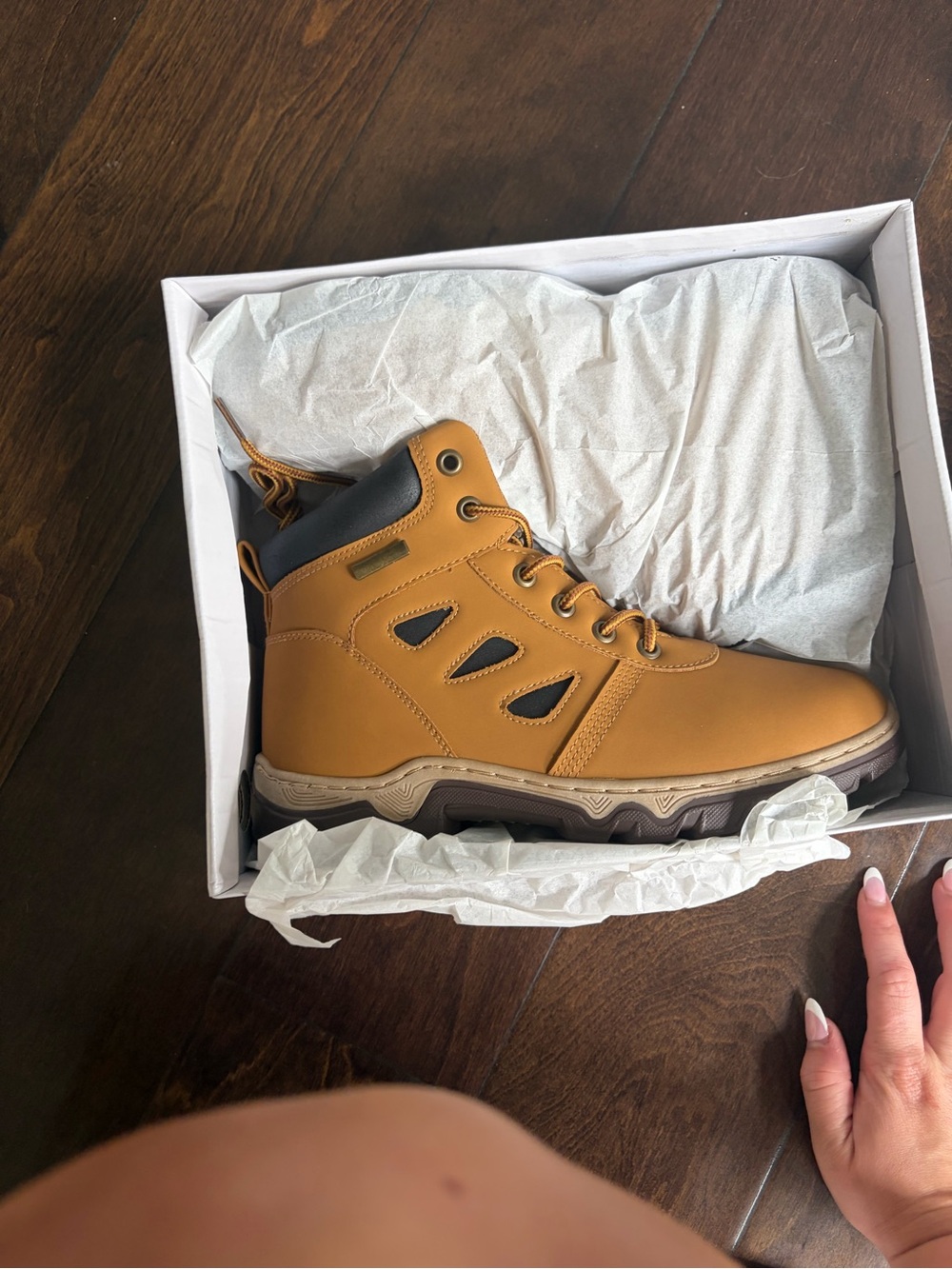 Men's Tan Work Boot with Black Collar